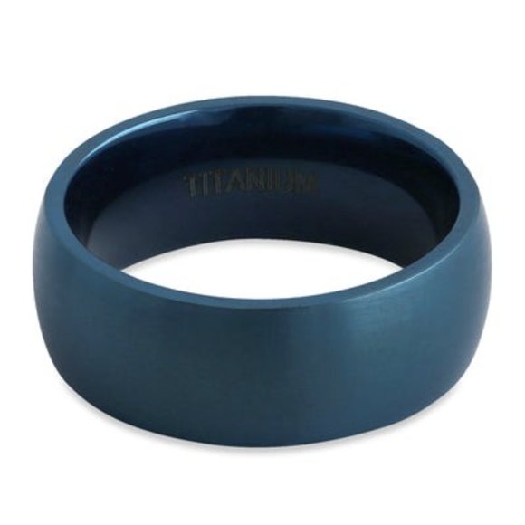 Titanium Blue 8mm Brushed Band Ring - Picture 4 of 4